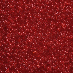 ガラスシードビーズ  トランスペアレント  ラウンド  レッド  8/0  3mm  穴：1mm  約10000ビーズ/ポンド&nbsp;SEED-A004-3mm-5