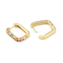 Colorful Cubic Zirconia Rectangle Hoop Earrings&nbsp;EJEW-C028-23G