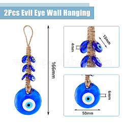 2Pcs Glass Turkey Evil Eye Car Hanging Decorations&nbsp;HJEW-DC0001-14