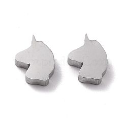 変色しにくい304ステンレススチールチャーム  馬の頭  ステンレス鋼色  10.5x8.5x3mm  穴：1.6mm&nbsp;STAS-F271-16P