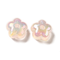UVメッキレインボー虹色アクリルビーズ  花  桃パフ  13.7x14x8.5mm  穴：2.6mm&nbsp;PACR-M002-05F