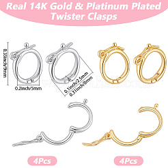 8Pcs 2 Colors Brass Twister Clasps&nbsp;KK-BBC0023-80