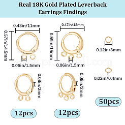 24Pcs 2 Style Brass Huggie Hoop Earring Findings&nbsp;FIND-BBC0002-63