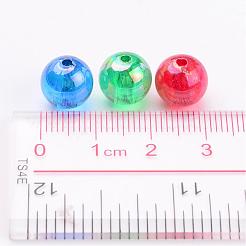 透明のabカラーアクリルビーズ  ラウンド  ミックスカラー  10mm  穴：2mm&nbsp;X-PL735M