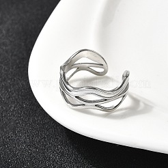 女性用304ステンレススチールオープンカフリング  ステンレス鋼色  10mm&nbsp;RJEW-H261-06P