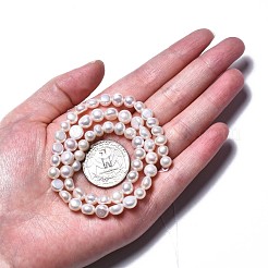 天然養殖淡水パールビーズ連売り  ポテト  貝殻色  5~7.5x6~8.5x3.5~5.5mm  穴：0.8mm  約53~54個/連  14.09インチ〜14.45インチ（35.8cm〜36.7cm）&nbsp;PEAR-N014-07B