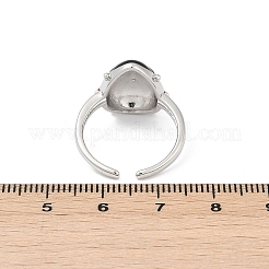 女性用真鍮エナメルカフリング  カドミウムフリー＆鉛フリー  てんとう虫  プラチナ  トレイ：15x14mm  内径: 調節可能&nbsp;RJEW-A059-03P