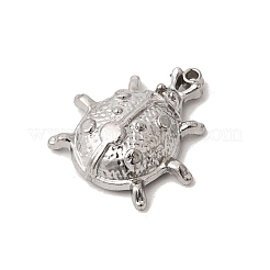 304ステンレスペンダント  てんとう虫のチャーム  ステンレス鋼色  15.5x15x4.5mm  穴：0.8mm&nbsp;STAS-K255-23P