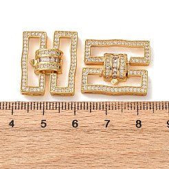 真鍮製マイクロペーブクリアキュービックジルコニアの留め金  長方形  18KGP本金メッキ  21.5x18.5x5mm&nbsp;KK-K422-14G