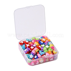 透明アクリルビーズ165個セット  二層ビーズ  蝶  ハート  花  ミックスカラー  ビーズ：7~10x8~10x4mm  穴：2mm&nbsp;TACR-FS0001-23