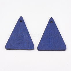 ナシ木のペンダント  染め  三角形  ダークブルー  32x26x3mm  穴：1.6mm&nbsp;X-WOOD-T010-10C