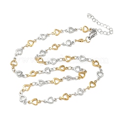 Two Tone 304 Stainless Steel Triangle Link Chain Necklaces for Women&nbsp;NJEW-G201-01GP