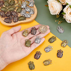 60Pcs 4 Colors Tibetan Style Alloy Pendant Rhinestone Settings&nbsp;FIND-PH0060-27