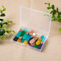 18個9スタイルレジン＆ウォールナットウッドペンダント  ポリゴン  ミックスカラー  49x12x3.5mmと49.5x12.5x4mm  2個/スタイル&nbsp;RESI-BT0001-25