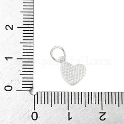 ツートン 925 スターリングシルバー エナメル ハートチャーム  丸カン付き  銀色のメッキ  グリーン  8.5x9.5x1.5mm  穴：3.5mm&nbsp;STER-S011-03S-C