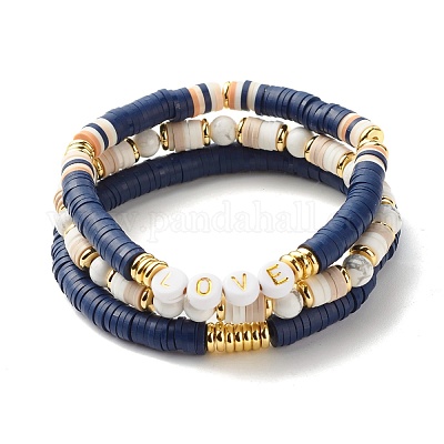 Wholesale Love Beads Stacking Stretch Bracelets Set for Women