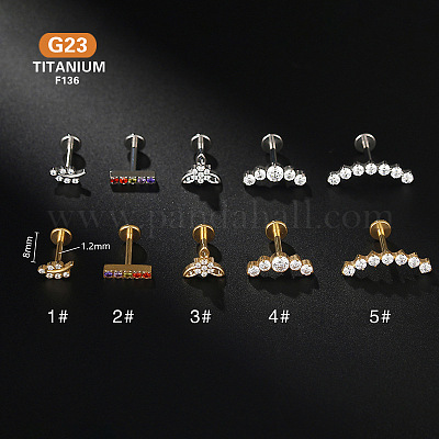 G23 Titanium Micro Pave Clear Cubic Zirconia Internally Threaded Labrets&nbsp;WG2497D-03-1