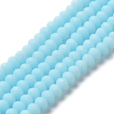 ガラスビーズ連売り  多面カット  艶消し  ロンデル  淡いターコイズ  10mm  穴：1mm  約60~61個/連  46~48cm&nbsp;EGLA-A034-P10mm-MD06-1
