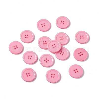 樹脂ボタン  染め  フラットラウンド  ピンク  25x3mm  穴：2mm  98個/袋&nbsp;RESI-D030-25mm-05-1