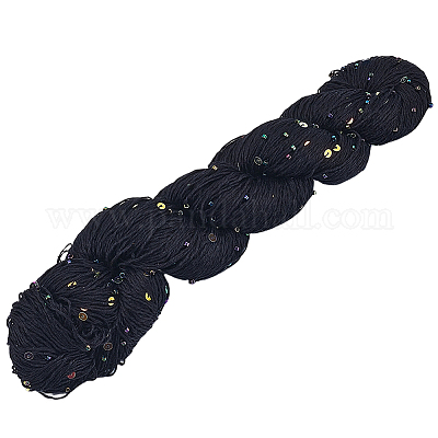テンセル糸  スパンコール付き  ブラック  1~4x1mm&nbsp;SENE-WH20023-003C-1