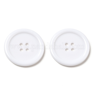 樹脂ボタン  染め  フラットラウンド  ホワイト  30x3mm  穴：3mm  98個/袋&nbsp;RESI-D030-30mm-01-1