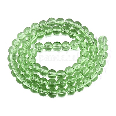 透明ガラスビーズ連売り  ラウンド  薄緑  6~6.5mm  穴：1.4mm  約67~70個/連  14.76インチ〜15.16インチ（37.5~38.5cm）&nbsp;GLAA-T032-T6mm-26-1