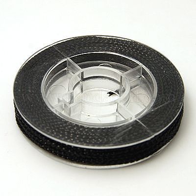 編組非弾性ビーズ糸  メタリック糸  刺しゅう糸  ブラック  0.6mm  約10.93ヤード（10m）/ロール&nbsp;EW-N001-06-1