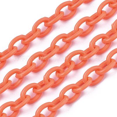 ABSプラスチックアズキチェーン  オーバル  ダークオレンジ  14.96インチ〜15.35インチ（38~39cm）  5.5~6mm&nbsp;KY-E007-03G-1