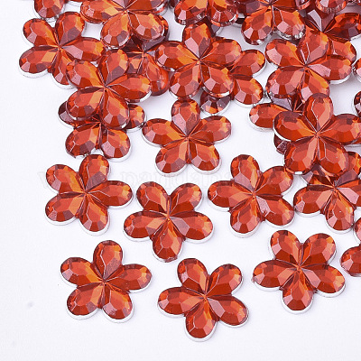 プラスチックカボション  花  レッド  9x9.5x1.5mm  約5000個/袋&nbsp;KY-T012-01J-1