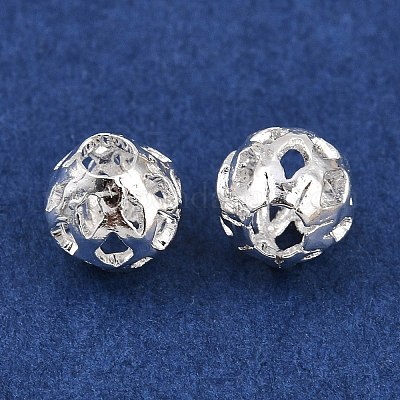真鍮ビーズ  中空ラウンド  銀  6x5.5mm  穴：2mm&nbsp;KK-H250-03B-S-1