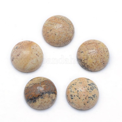 天然石ピクチャージャスパーカボション  グレードA  半円  6x3~3.5mm&nbsp;G-P393-R51-6MM-1