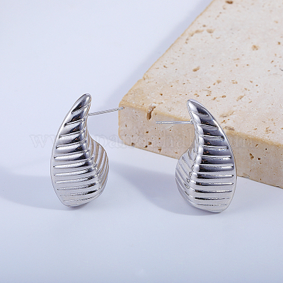 Irregular Texture Teardrop Brass Stud Earrings&nbsp;YK5502-1
