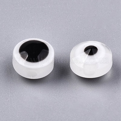樹脂ビーズ  フラットラウンド  ナザールボンジュウ  透明  6x4mm  穴：1.5mm&nbsp;RESI-S339-4x6-03-1