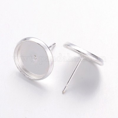 Brass Stud Earring Settings&nbsp;IFIN-Q006-10mm-S-NF-1