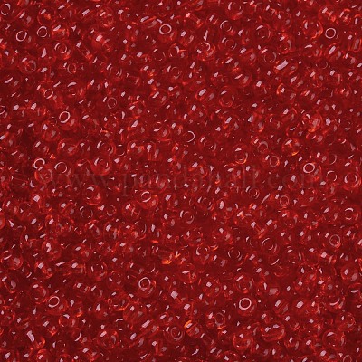 ガラスシードビーズ  トランスペアレント  ラウンド  レッド  8/0  3mm  穴：1mm  約10000ビーズ/ポンド&nbsp;SEED-A004-3mm-5-1