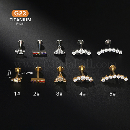 G23 Titanium Micro Pave Clear Cubic Zirconia Internally Threaded Labrets&nbsp;WG2497D-03-1