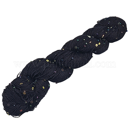 テンセル糸  スパンコール付き  ブラック  1~4x1mm&nbsp;SENE-WH20023-003C-1