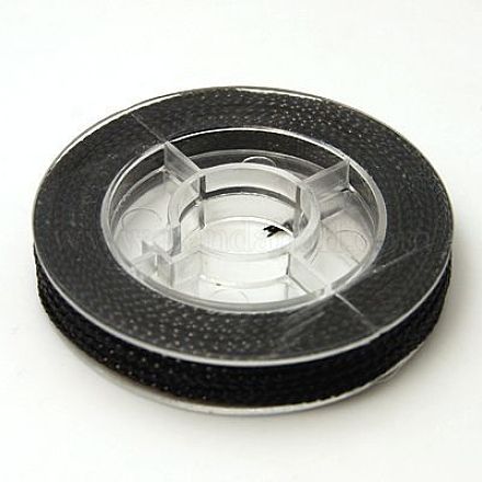 編組非弾性ビーズ糸  メタリック糸  刺しゅう糸  ブラック  0.6mm  約10.93ヤード（10m）/ロール&nbsp;EW-N001-06-1