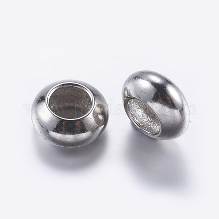 真鍮ビーズ  ロンデル  プラチナ  6x3.6mm  穴：3mm&nbsp;KK-K197-32P-1