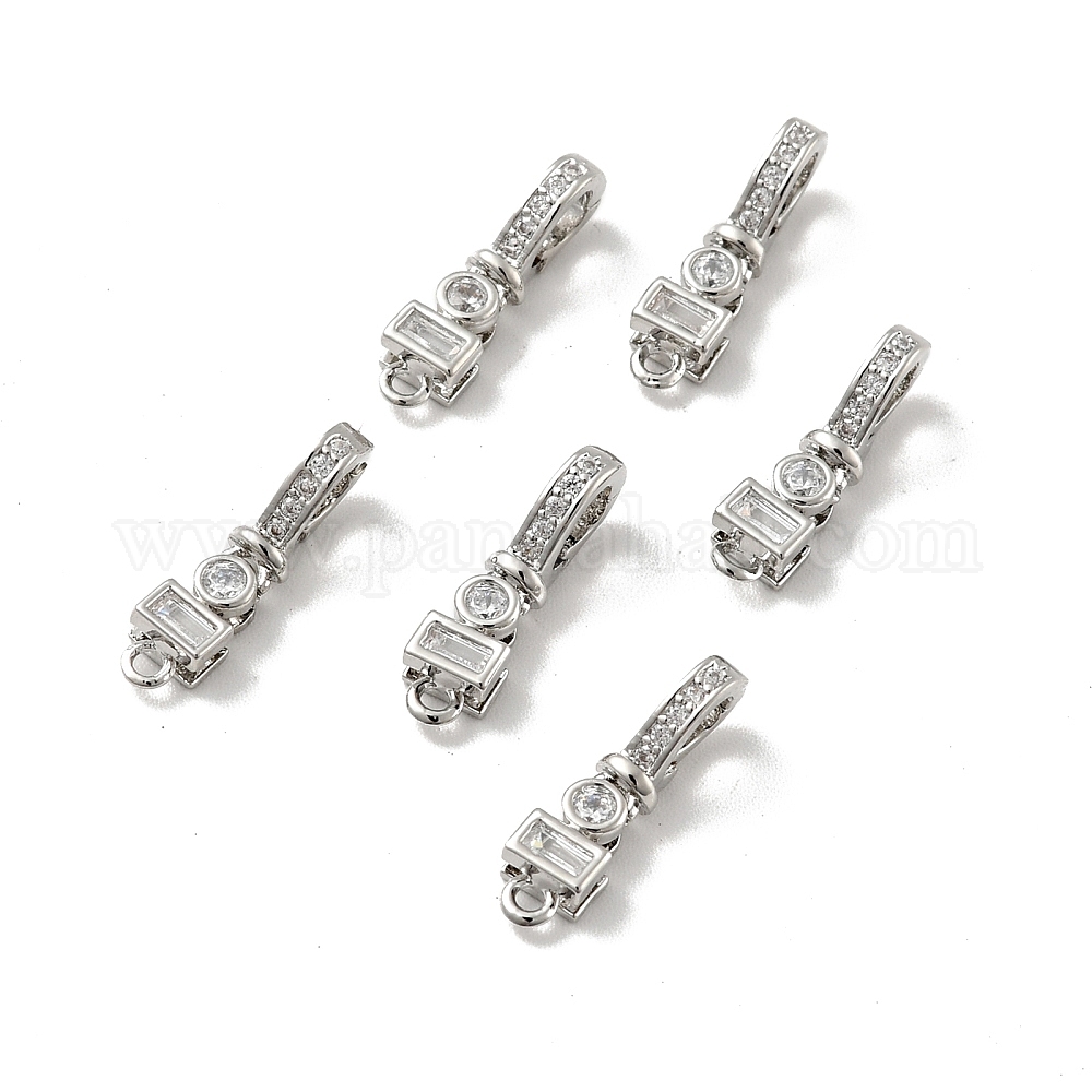 Günstige Messing micro pave klar zirkonia charme, mit Ringe springen, runde Ring