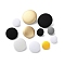 1-Hole Polyester Buttons, with Aluminium Findings, Half Round Buttons, Mixed Color, 12~25x6.5~9mm, Hole: 1~2x2~3mm