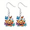 Acrylic Dangle Earrings, Platinum, Pumpkin, 32x33mm