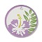 Opaque Acrylic Pendants, Flat Round with Flower, Orchid, 45x3mm, Hole: 3.5mm