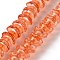 Transparent Glass Beads Strands, with Glitter Powder, Flower, Coral, 11~12x7.5~8mm, Hole: 1.4mm, about 50pcs/strand, 11.42''(29cm)