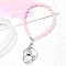 Acrylic Beads Keychain, with Alloy Clasp, Heart, Pink, 17cm
