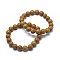 Natural Wood Lace Stone Bead Stretch Bracelets, Round, Inner Diameter: 2 inch~2-1/8 inch(5.2~5.5cm), Bead: 10mm