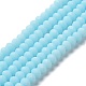 ガラスビーズ連売り  多面カット  艶消し  ロンデル  淡いターコイズ  10mm  穴：1mm  約60~61個/連  46~48cm&nbsp;EGLA-A034-P10mm-MD06-1