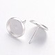 Brass Stud Earring Settings&nbsp;IFIN-Q006-10mm-S-NF-2