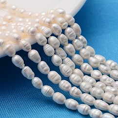 天然の養殖淡水パール連売りの等級付け  母の日ギフトのアイデア  米のビーズ  ホワイト  4~5mm  穴：0.8mm  約34~43個/連  13.19インチ（33.5cm）