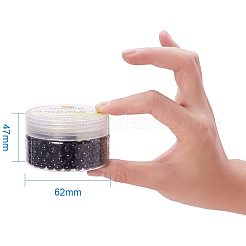 パール調ガラスパールラウンドビーズ  染め  ブラック  6mm  穴：1.2~1.5mm  約400個/箱&nbsp;HY-PH0001-6mm-080